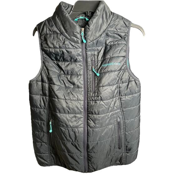 Vineyard Vines Womens Medium Black Full Zip Vest Sleeveless *FLAW* - Picture 1 of 9